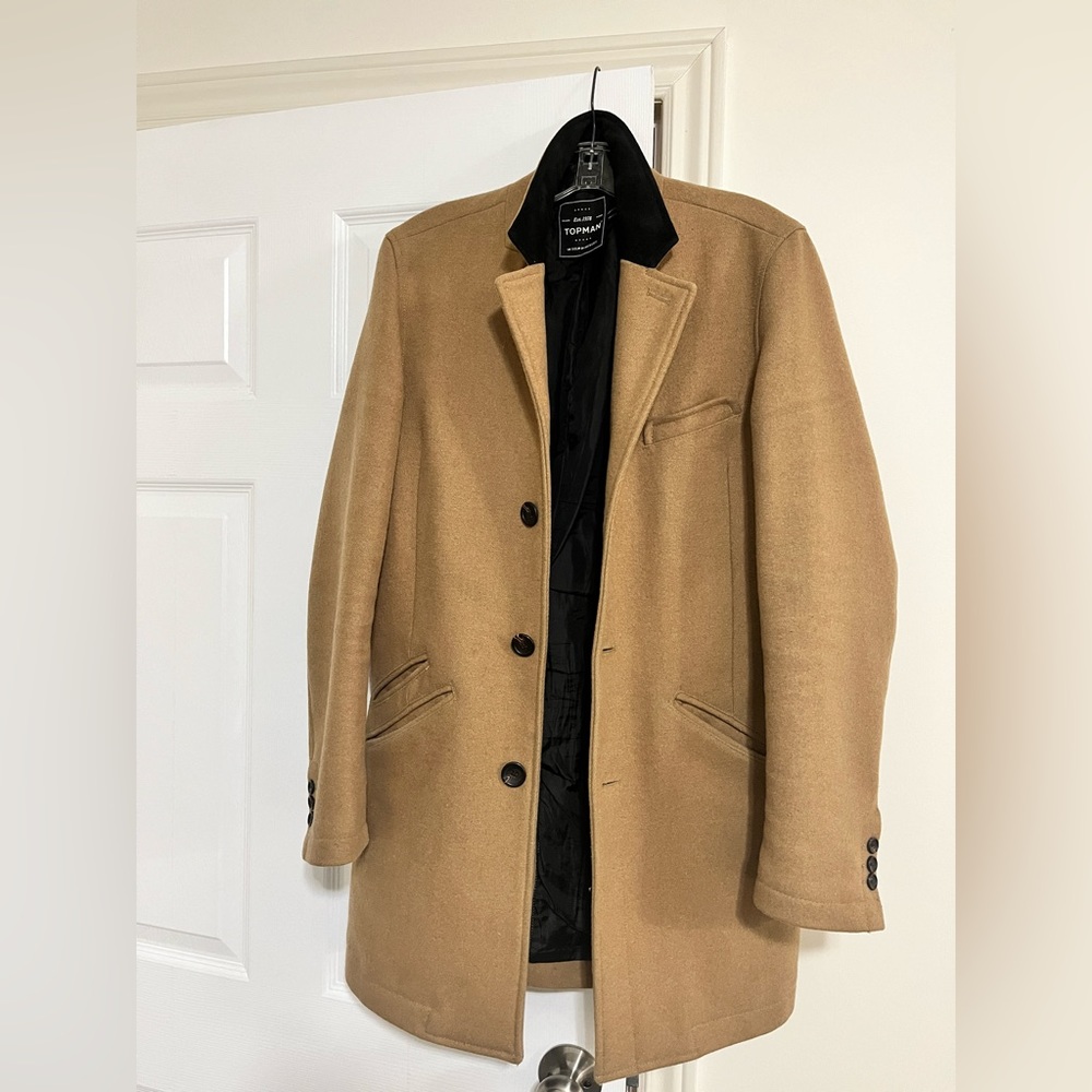 TOPMAN Camel Overcoat - Wool Blend - sz. 36/38/S